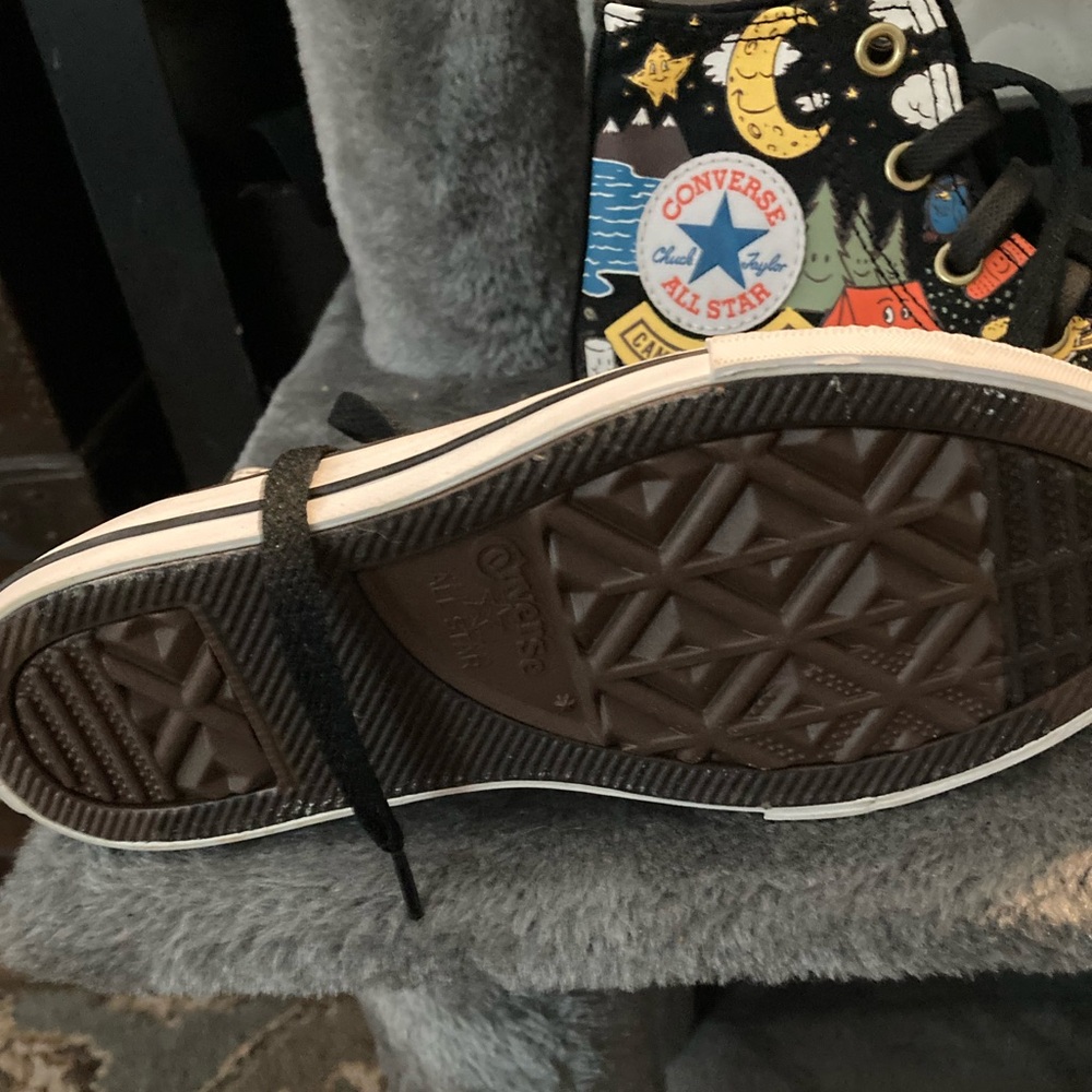 Kids 12.5 converse shoes.  Night time - camping theme. New never worn.